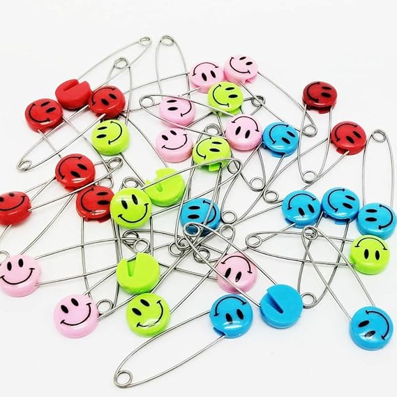 50 Pcs Plastic Head Safety Pins, Baby Proof Cloth Diaper Pins