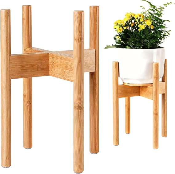 ZPirates Plant Stand for Indoor - Adjustable, Bamboo