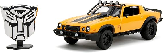 Jada Transformers Rise of The Beast 1:24 1977 Chevy Camaro Bumblebee & Badge Die-Cast Car, Toys for Kids and Adults