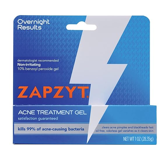WALTMAN PHARMACEUTICALS Zapzyt Maximum Strength 10% Benzoyl Peroxide Acne Treatment Gel, 1 Ounce