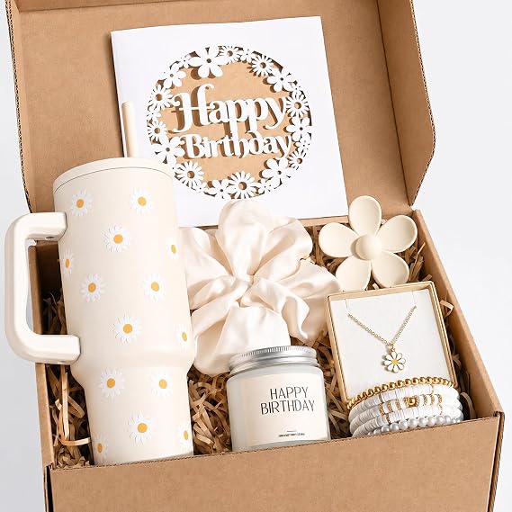 Birthday Gifts for Teen Girls Women - Cute Teen Girl Gifts with Daisy Tumbler - Happy Birthday Box for Women Her Sister Best Friend Daughter Female of All Ages (Daisy)
