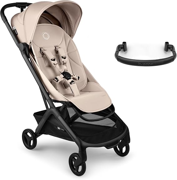 Bugaboo Butterfly 2 Lightweight Travel Stroller Cabin Size - Set with Bumper Bar - One-Hand Fold Portable Pushchair, Baby Buggy with Reclining Seat, Storage Basket, Carry Strap – Desert Taupe
