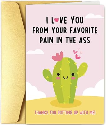 Goroar Funny Cactus Mothers Day Card for Mom, Birthday Card for Mom or Dad, Hilarious Mothers Day Card from Daughter Son, I Love You Card for Mother
