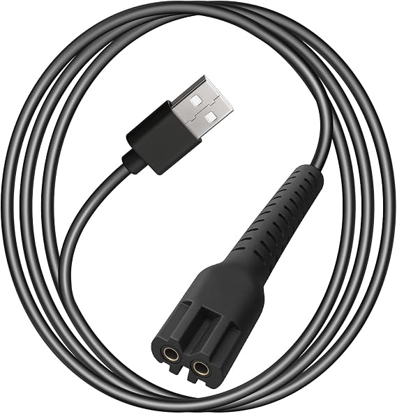 2-Pin USB 6.5 Foot Extra Long Charger Cable for Wahl Magic Clip Senior Sterling-4 Detailer Lithium-Ion Professional Hair Clipper Replacement Power Cord for Wahl 8164 Finale and 8173 Vanish Razors