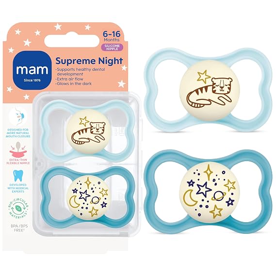 MAM Supreme Baby Pacifier, 6-16 Mths, Premium Extra Thin Nipple, 2 Pack