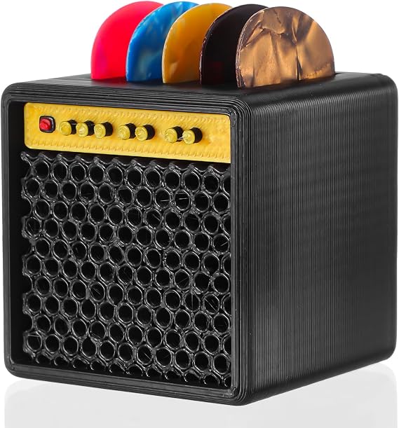 HJZHII Guitar Pick Display Holder Box, Amplifier Speaker Style Paddle Storage Box for Bass Ukulele Guitar Players Music Enthusiasts
