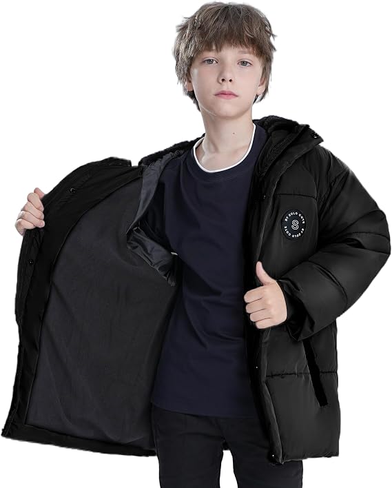 maoo garden Boys Puffer Winter Jacket Fleece Lining Heavyweight Water-Resistant Coat for Big Kids