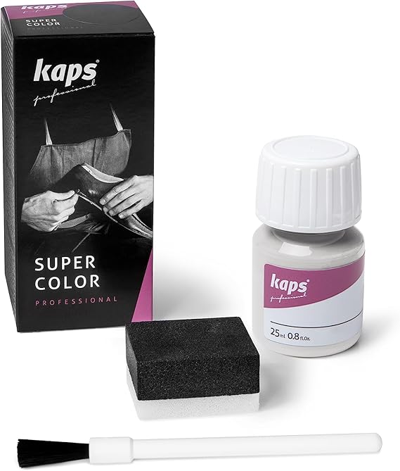 Dye Paint for Leather Shoes and Bags with Sponge and Brush, Kaps Super Color, 70 Colors (101 - White)