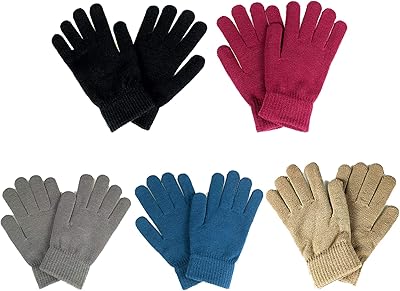 5 Pairs Winter Knitted Magic Elastic Gloves for Adults Kids, Stretchy Warm Magic GlovesM L