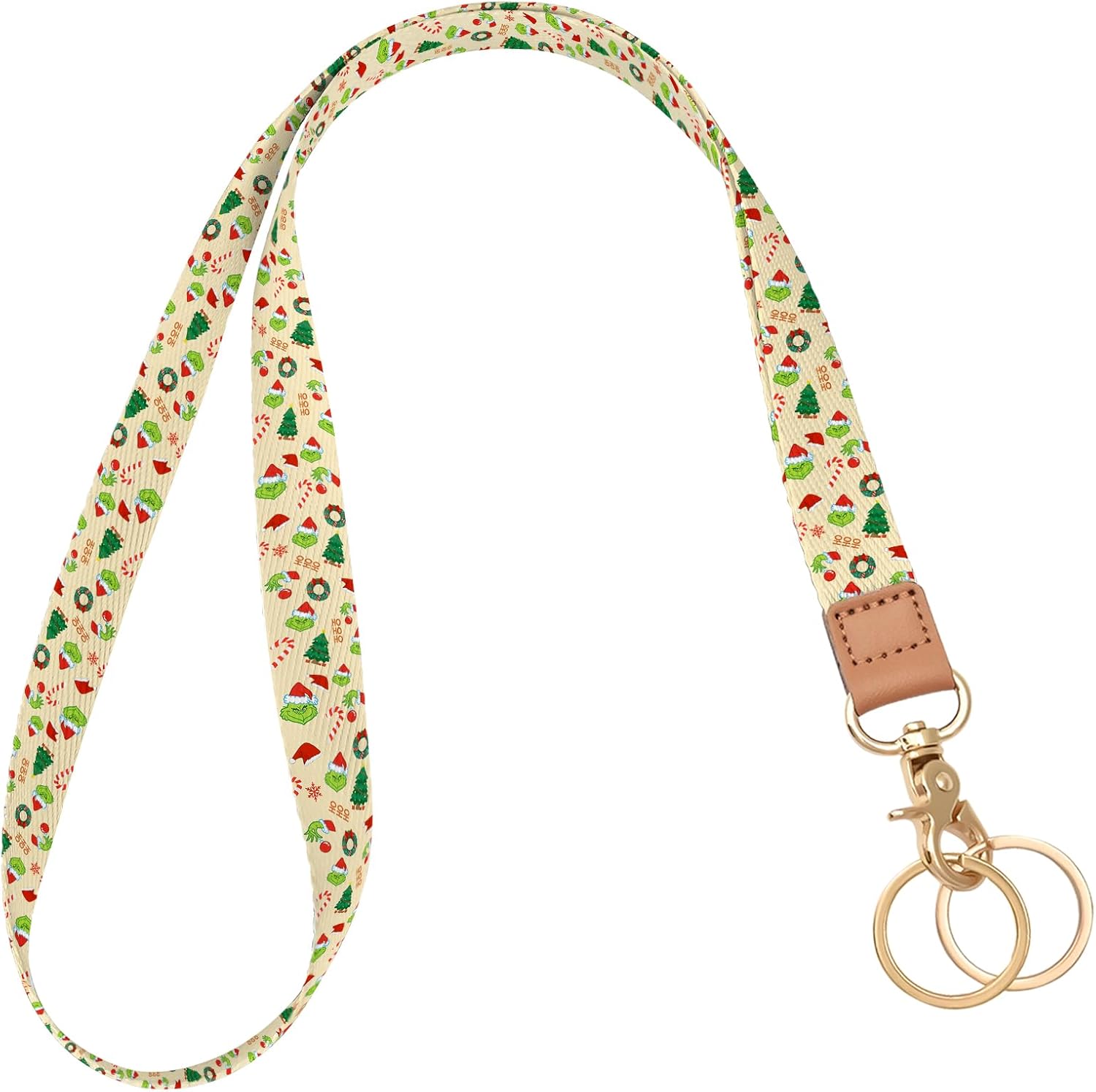 Lanyards for ID Badges, Christmas Day Neck Lanyard for Keys with Metal Hook for Women, Cute Long Keychain Strap