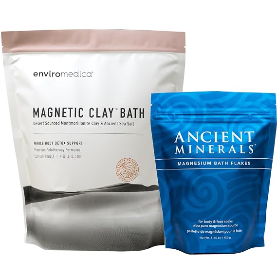 Ancient Minerals Magnesium Bath Flakes & Bentonite Clay Bath Soak Bundle