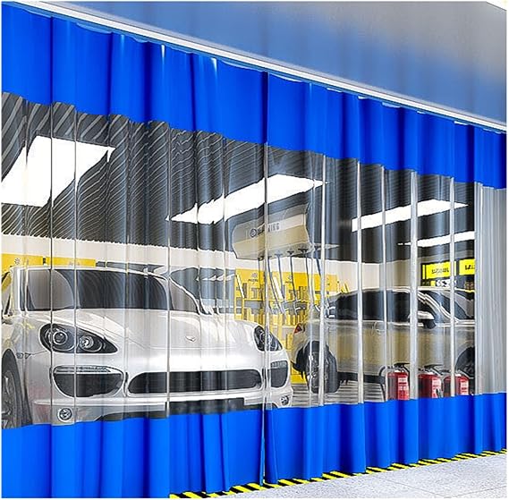 JIANFEI Translucent Tarpaulin, 500g/m2 PVC Soft Glass Water Proof Partition for Workshop Car Wash Room Patio Gazebo with Metal Grommet, Outdoor Plant Cover, Customizable (Color : Blue, Size : 2x5m)