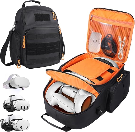 Carrying Case for Meta Quest 3s/3/2, Large Travel Case for Oculus Quest 3 Headset, Quest Pro Touch Controller Accessories for Travel Home Storage