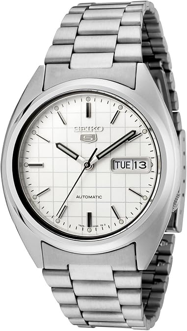 Seiko Men's SNXF05 Seiko 5 Automatic White Dial Stainless Steel Watch