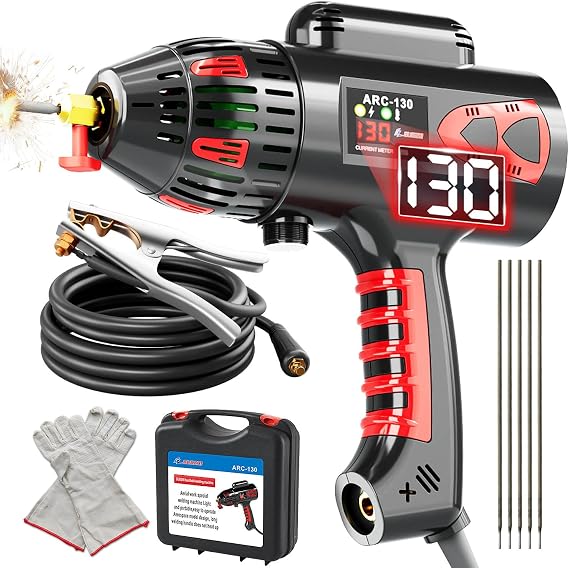 GZ GUOZHI Portable Welding Machine, 110V 130Amp Portable Welders, ARC Welder Gun HandHeld Laser Welding Machine, Digital Display IGBT Inverter with Welding Tool Set and Toolbox