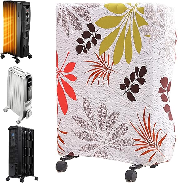 Oil-Filled Radiator Heater Dust Cover for Household Electric Space Heater - Moisture and Dust-Proof Portable Cover (Green Plants1, Small)