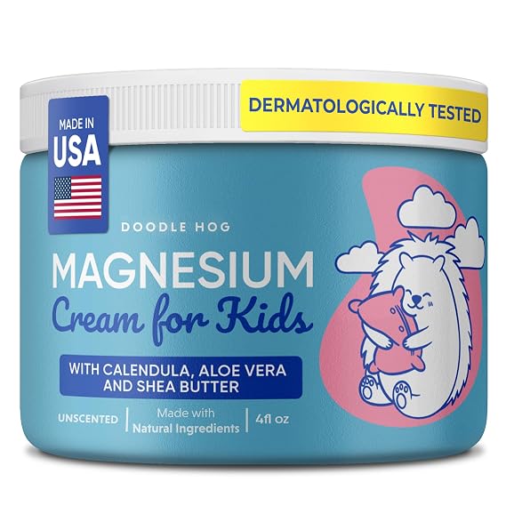 DOODLE HOG Magnesium Cream for Kids with Calendula, Aloe Vera, Shea Butter