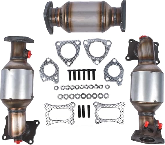 Complete Catalytic Converters 45131 45132 16447 Replacement for Honda Pilot 3.5L 2009-2015 (BANK1, 2 and REAR) Weonefit