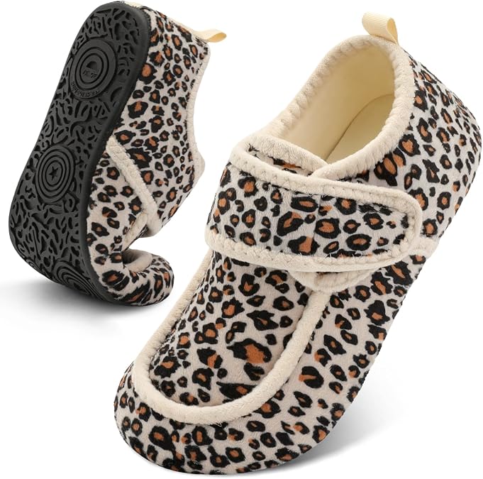 BARERUN Womens Mens Slippers Diabetic House Slippers for Women Men Wide Indoor Slip on Barefoot Adjustable Orthopedic Neuropathy Arthritis Edema Plantar Fasciitis Slipper Socks