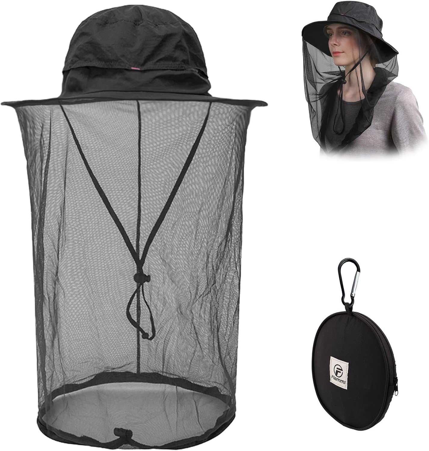 Flammi Mosquito Net Hat Safari Hat UPF 50 Sun Protection Boonie Hats for Men with Neck Flap Fishing Hiking Hat for MenWomen