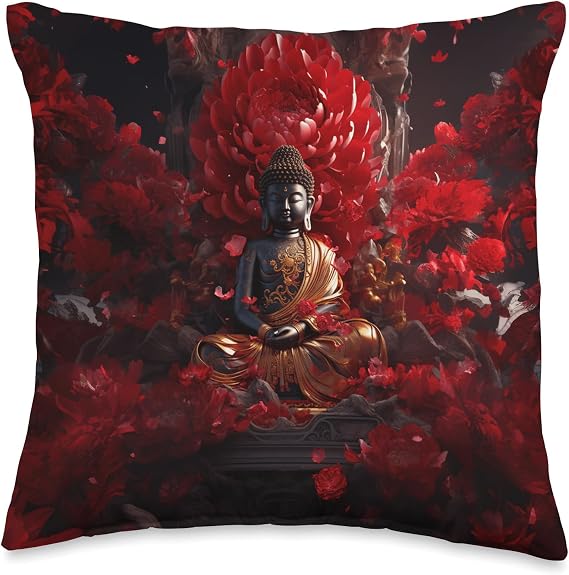Abstract Buddha - Lotus Flower - Spiritual Buddhism Buddhist Throw Pillow