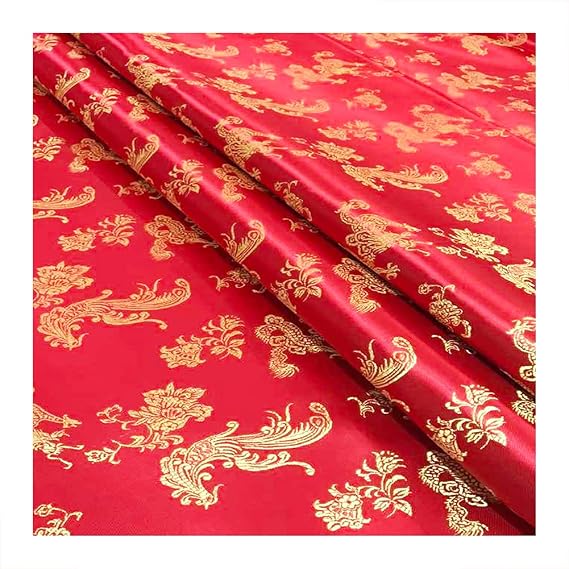 Chinese Satin Faux Silk Fabric Brocade Dress Clothes Cheongsam Tang Suit DIY Retro 75Cmx50cm,P