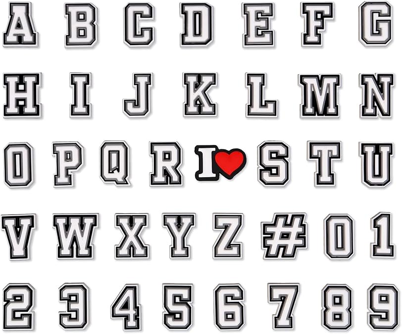 Letters Shoe Charms A-Z Letter Pins And 0-9# Numbers Shoe Charm Wristband Shoes Accessories for Boys Girls Adults Gifts