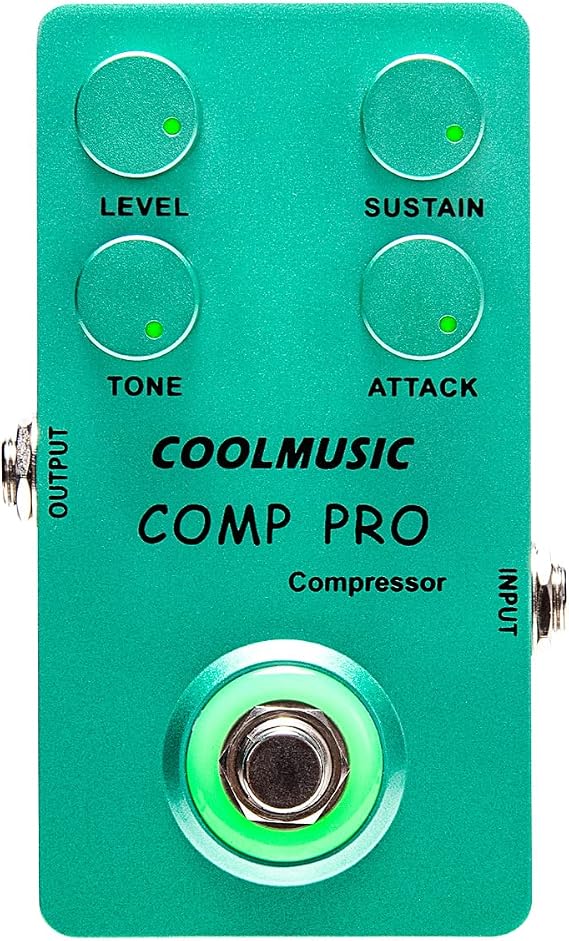 COOLMUSIC C-CS01 Compressor Pedal, Comp Guitar Pedal Compression Effect Electric Guitar and Bass True Bypass