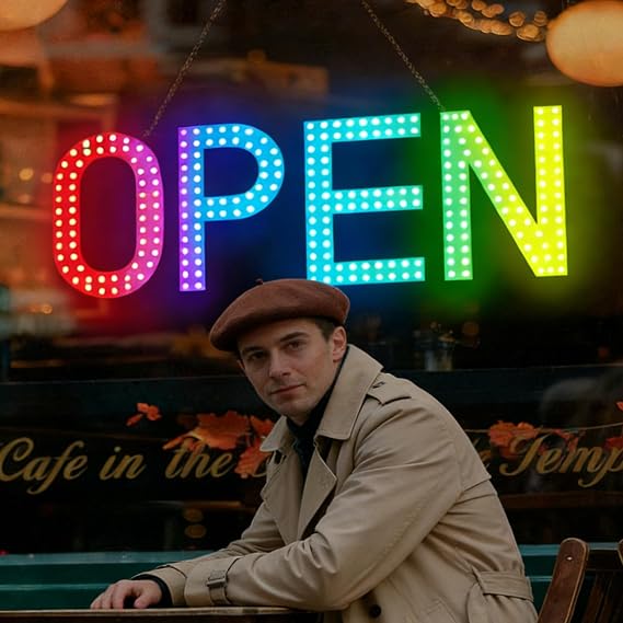 Large LED Open Sign for Business - Unique Design super Bright Open Signs With chain - High Visibility for Stores, Bar, Hotel, Retail Shops,Window, Salon, Restaurant, Office