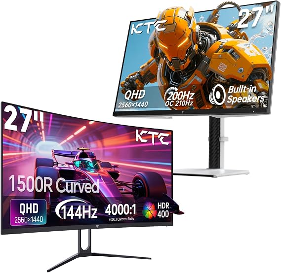 KTC 27 Inch 2K 1440P Gaming Monitor, QHD Computer PC Monitor with Adaptive Sync, H27T6 & H27S5C