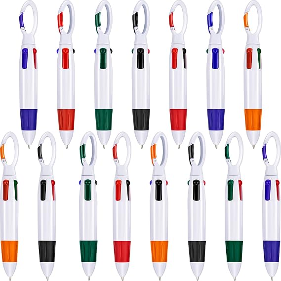 TecUnite 15 Pcs Multicolor Shuttle Pens Retractable Badge Keychain Pens