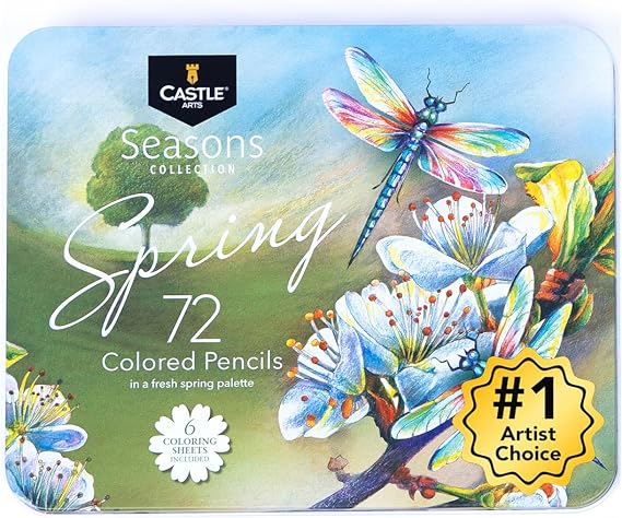 Castle Art Supplies 72 Spring Colouring Pencils for Adults - Soft Core