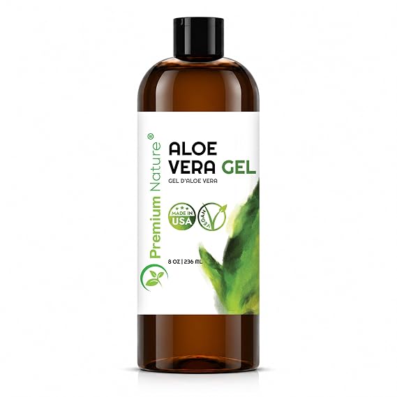 Premium Nature Pure Aloe Vera Gel For Face & Dry Skin, Sunburn Relief, Jelly for Skin Moisturizer from Aloe Vera Plant for Hair Aloe Ge 8 fl oz