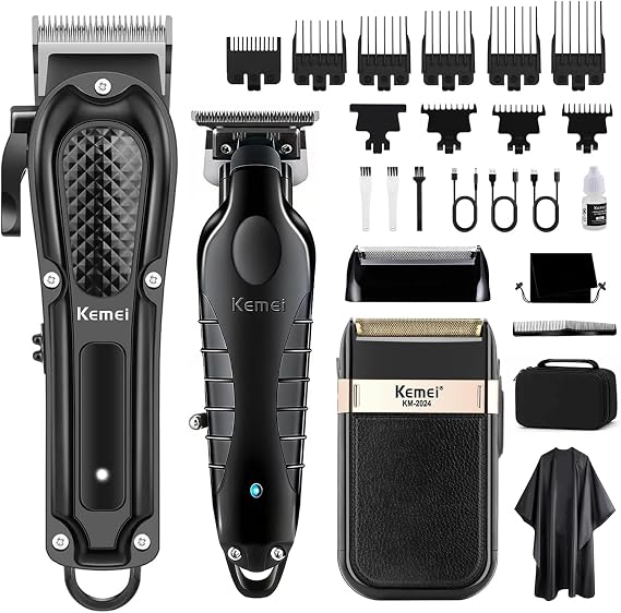 KEMEI Trimmers Cordless Hair Clippers for Men, Hair Cutting Kit