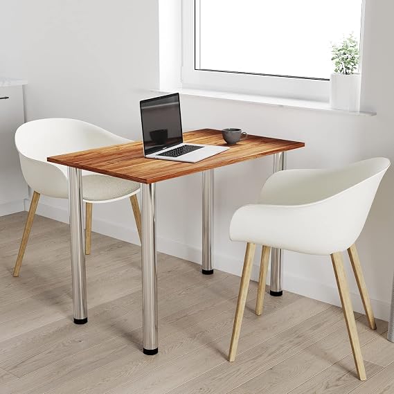 Dining Room Table with Chrome Legs Dining Table Kitchen Table Office Table Burgundy 60 x 50 cm