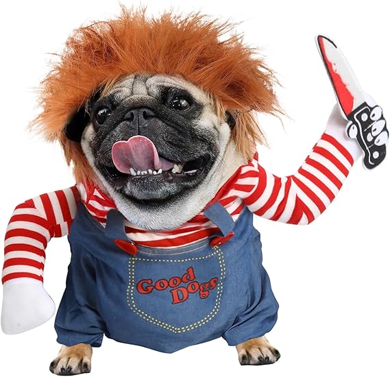 T2Y Dog Halloween Costumes, Chucky Dog Costume for Large Dog