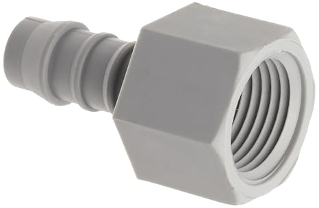 Tefen Nylon 66 Hose Fitting, Adapter, Gray, 1/2" Hose ID x 1/2" NPT Female (Pack of 10) - 12256708083