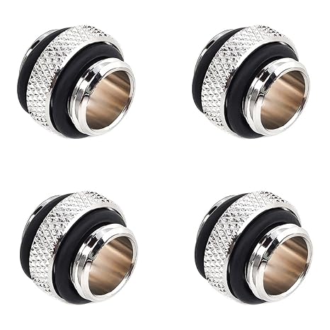 Bitspower G1/4" 5mm Male to Male Fitting, Silver Shining, 4-Pack