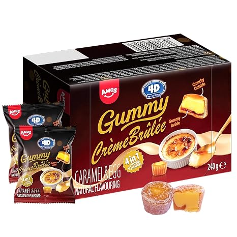 AMOS Crème Brûlée Crispy & Soft Gummy Candy Individually Wrapped 240g