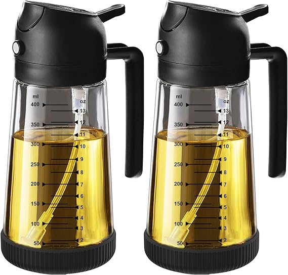 TrendPlain 16oz Olive Oil Sprayer for Cooking with Silicone Base, 2 Black