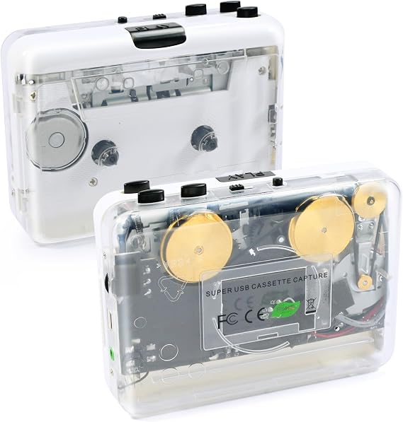 Auto Reverse &Clear Stereo Cassette Player,Built-in Cool Copper Wheel Movement&Earphone,Cassette Tape to MP3 Converter with Tape Converter Software,Powered by USB Power Cord or AA Battery