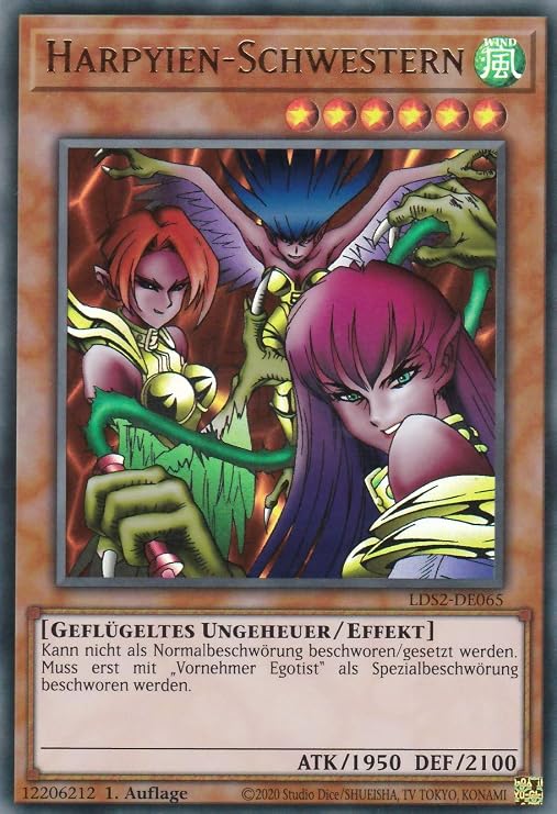 LDS2-DE065 - Harpy Sisters - Ultra Rare - 1st Edition - German - Legendary Duelist Season 2 - with LMS Trading Fieldcenter Card Yugioh