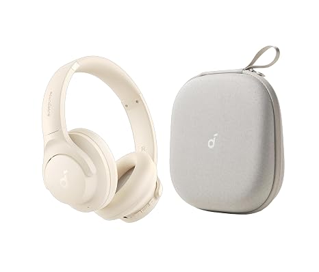 Soundcore by Anker Q20i Hybrid Active Noise Cancelling Headphones, with Headphones Case, Wireless Over-Ear Bluetooth, 40H Long ANC Playtime, Hi-Res Audio, Big Bass, Customize via an App