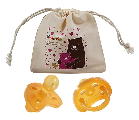 SWEETIE Rubber Pacifier Natural Rubber Pacifier Rounded Heart Shape Rubber 1 Count Original Natural Rubber Pacifier (0-6 Small)