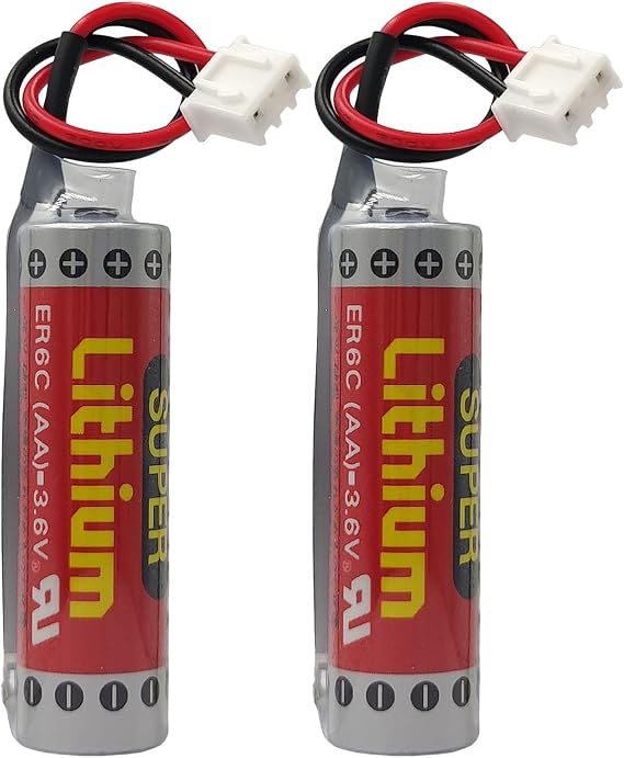 (2-Pack) ER6C AA 3.6V 1800mAh PLC Battey Replace for FX F2-40BL with White Plug