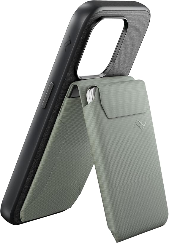 Peak Design Mobile Stand Wallet, Sage, Slim Profile, On-Demand Stand, Weatherproof Nylon Fabric, Connects to Mobile Cases, MagSafe Compatible, for iPhone, Samsung and Google Phones