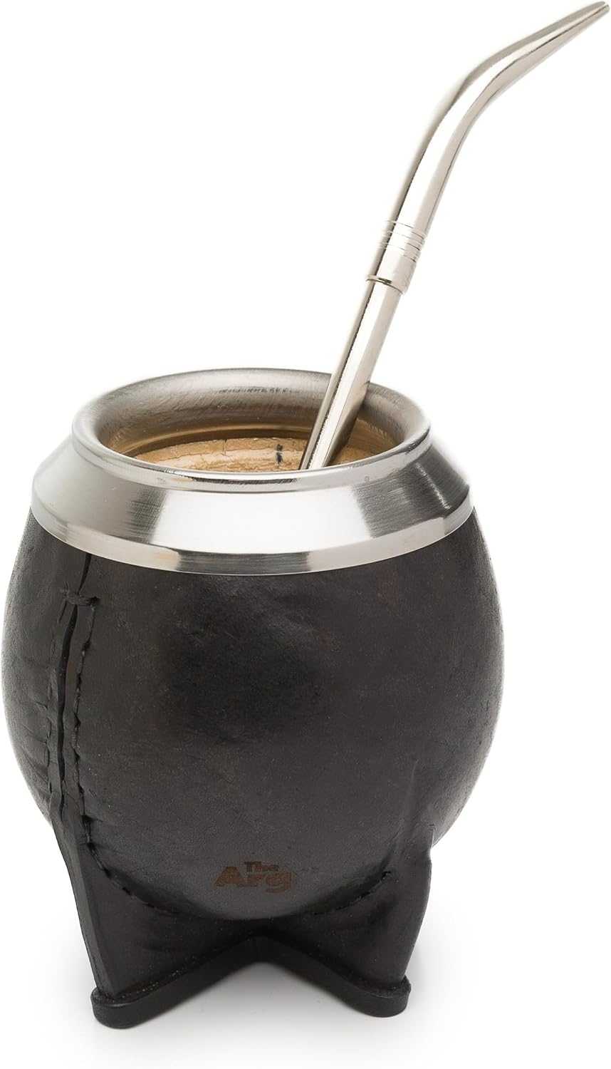 The Argentino Yerba Mate Cup Mate Gourd Bombilla Mate Set Straw Mate Tea Cup Torpedo, Black