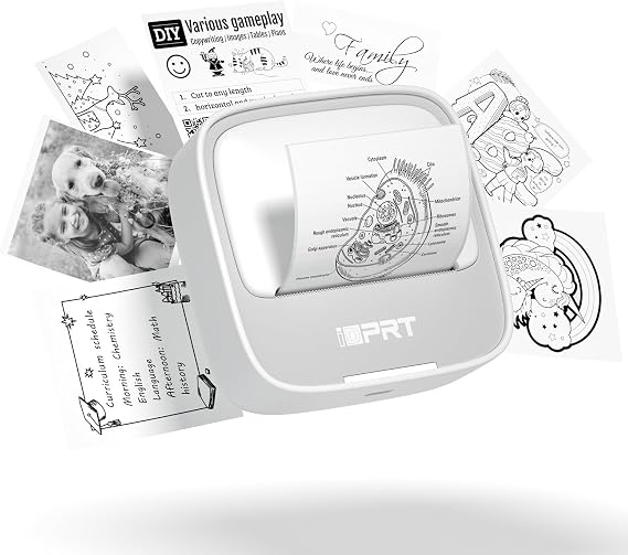 iDPRT Mini Portable Sticker Thermal Printer for Study Notes Pictures DIY Labels, Study Notes, Photos