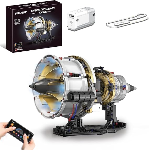 Jet Engine Model Kit that Works for Adults Boys Kids,564PCS | Turbofan Engine Building Block set,Visible Engine Model with Motor & LED Light,STEM Gifts Display,Desk Decor