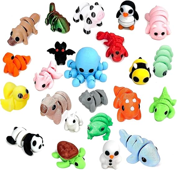 3d Printed Animals, Mini 3d Printed Animals, 3d Printed Toys Movable Joint 3d Printed Toys Different Animal Shapes for Home and Office Decoration Photographic Prop (Random Style and Color) (8 pcs)